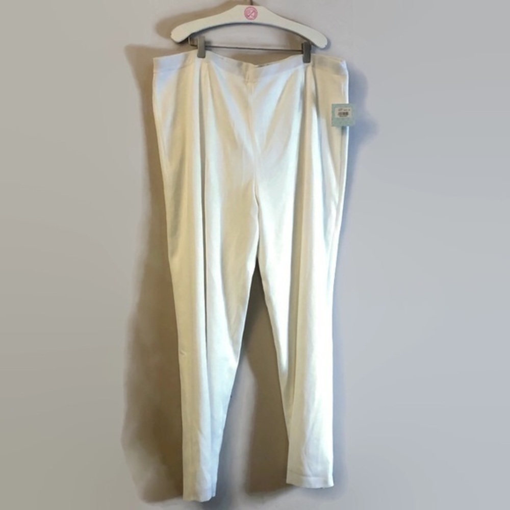 NWT Ming Wang Basic Cut Solid White Plus Size Pants Size 3X